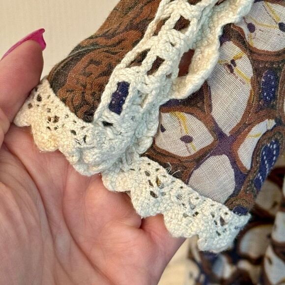 intage Gunne Sax by Jessica 70s San Francisco Bohemian Batik Crochet Maxi Dress - Picture 3 of 9